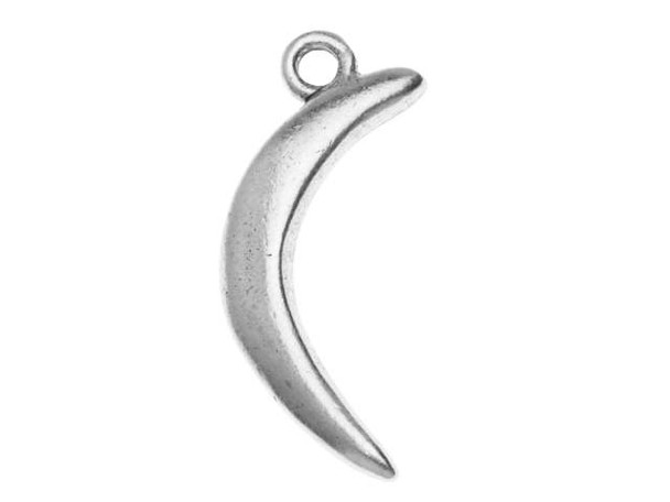 Add subtle style to your designs with this Nunn Design primitive crescent moon charm. This charm has a simple organic crescent shape. There is a loop at the top of the charm so it is easy to use in your designs. You can use it with other charms, or even use it alone as a pendant. It features a versatile silver color. Dimensions: 23.5 x 9.4mm, Hole Size: 2.1mm