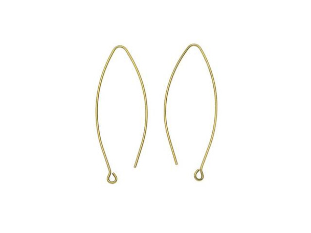 Keep your designs stylish with these Nunn Design ear wires. These ear wires take on a unique oval shape that tapers at the top and bottom. They feature an open style, so the long wire at the back of the earring will dangle behind your ear. The front of the ear wire ends in a simple loop, so you can easily add dangles and charms. These bold earrings are sure to make a style statement. They feature a classic gold color with regal beauty. Back length 40.3mm, Front length 44.4mm