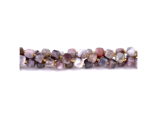 Dakota Stones Botswana Agate 7 x 10mm Table Cut Cube 15-16" Bead Strand