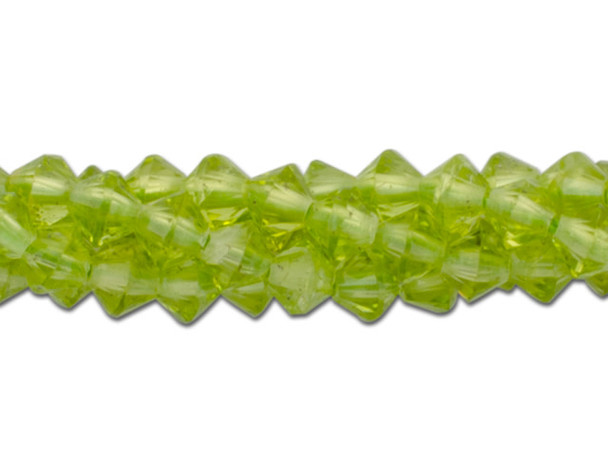 Create glittering gemstone accents in your jewelry designs with these Dakota Stones beads. These small beads take on a classic bicone shape with beautiful facets that shine from every angle. You'll love the way they catch the eye in your projects. Use these small beauties as spacers between bigger beads or alongside seed beads. They feature cheerful spring green color. Peridot is the birthstone for the month of August. Because gemstones are natural materials, appearances may vary from piece to piece. Each strand includes approximately 95 beads. Dimensions: 4mm, Hole Size: 0.8mm