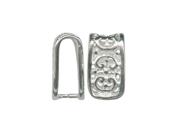 White Plated Pinch Bail, Prong Bail, Folded, Filigree (72 pcs)