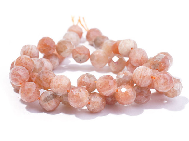 Dakota Stones Golden Sunstone 8mm Round Faceted A Grade 16-Inch Bead Strand