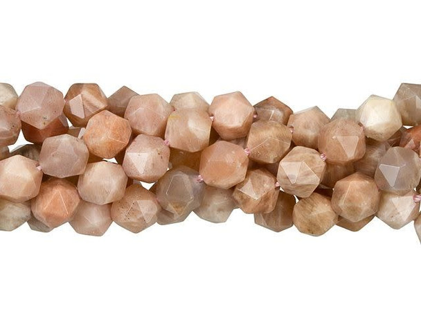 Dakota Stones Peach Moonstone 8mm Star Cut Round Bead Strand