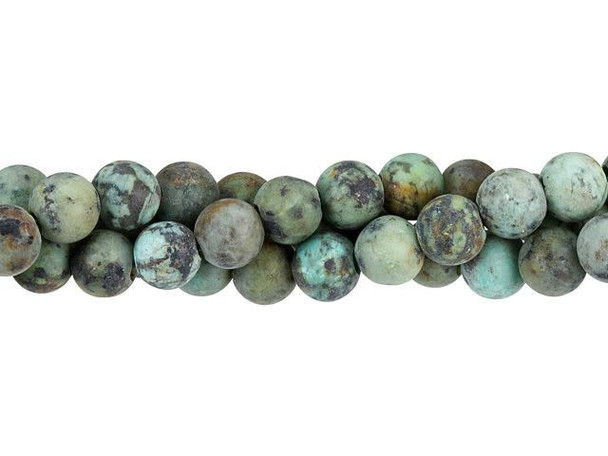 Dakota Stones Matte African Turquoise 8mm Large-Hole Round Bead Strand