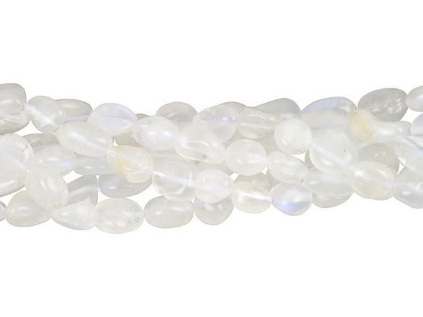 For an enchanting display in your style, try these Dakota Stones gemstone beads. These white Moonstone beads feature rounded pebble shapes, for an organic look in your designs. They are small and versatile, so you can use them in necklaces, bracelets, and even earrings. They feature cloudy white color with a subtle iridescent fire. Metaphysical Properties: Moonstone is said to be a stone of love and is believed to aid in self-expression.Because gemstones are natural materials, appearances may vary from bead to bead. Each strand includes approximately 62-92 beads.Length 6-9.5mm, Width 5-7mm