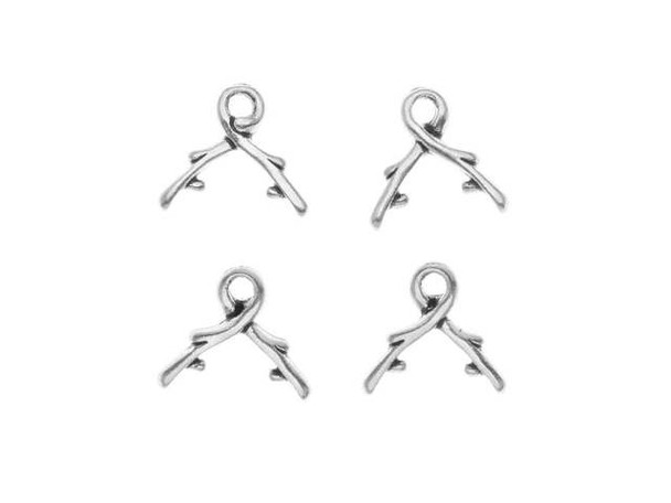 TierraCast Antiqued Silver Plated Pinch Bail, Prong Bail, Vine, Small (10 Pieces)