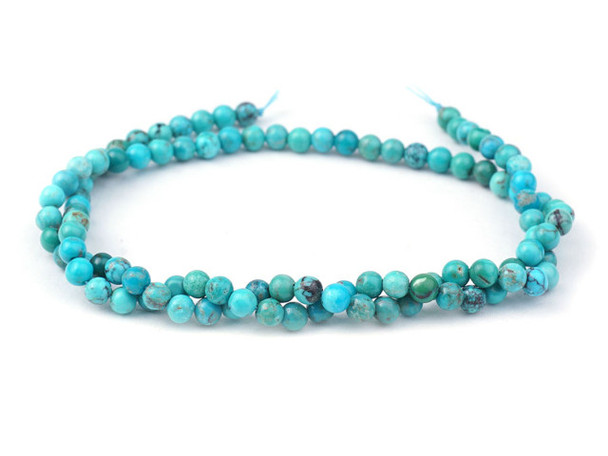 Dakota Stones Hubei Turquoise 4mm Blue Green Round AA Grade - 15-Inch Bead Strand