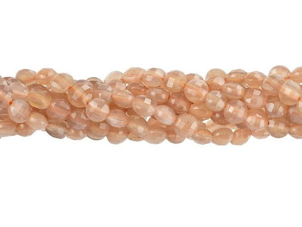 Dakota Stones Peach Moonstone 4mm Faceted Coin Bead Strand