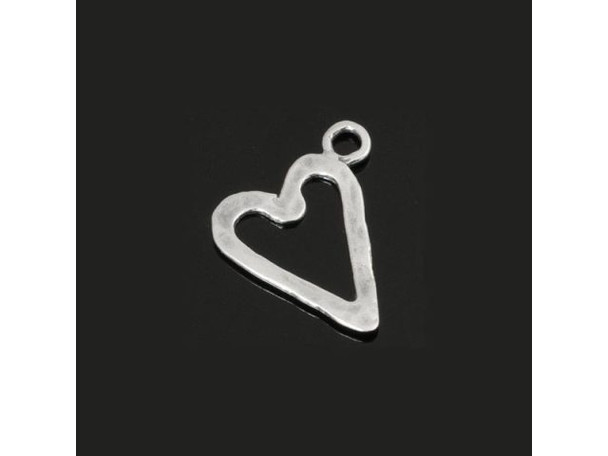 Sterling Silver Flat Open Heart Charm (Each)