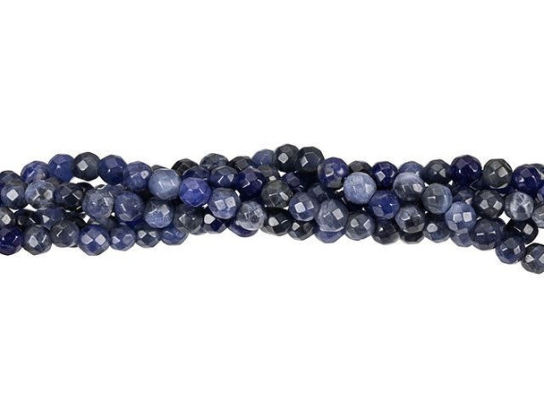 For a regal display, try these Dakota Stones sodalite beads. These gemstone beads feature a classic round shape that will make a nice accent in a variety of designs. They are small in size, so you can use them as spacers between larger beads in necklaces, bracelets, and earrings. The faceted surface of each bead will gleam wonderfully in your styles. Sodalite displays lovely sapphire, cobalt, and white tones. It is also known as Princess Blue. Metaphysical Properties: Sodalite is said to enhance communication. Because gemstones are natural materials, appearances may vary from piece to piece. Each strand includes approximately 100 beads.