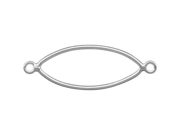 Sterling Silver Jewelry Connector, Marquise, 25mm, 2 Loop (Each)