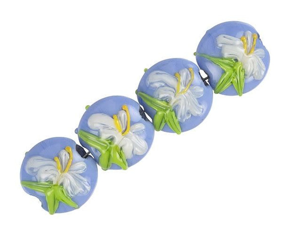 White Hibiscus Lentil Bead Strand (4 pcs)