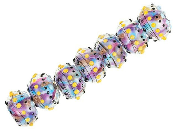 13 x 9mm Purple Swirl Party Rondelle Bead Strand (7 pcs)