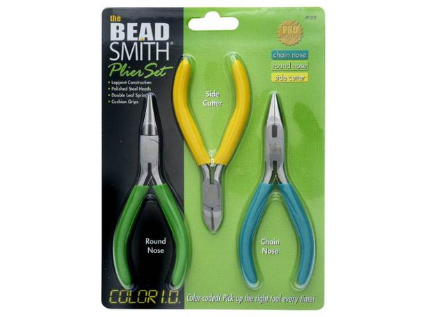 The Beadsmith Jewelry Pliers, Round Nose, Chain Nose, Side Cutter