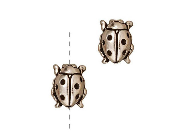 TierraCast Fine Silver Plated Pewter Ladybug Beads 10mm (2 Pieces)