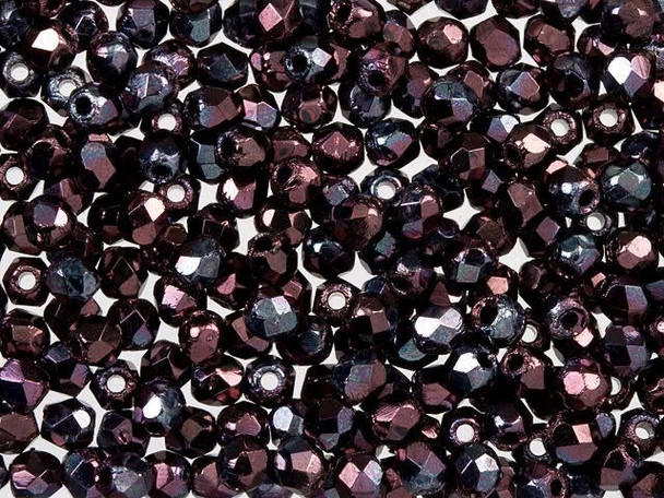 Fire-Polish 2mm : Luster - Metallic Amethyst (50pcs)