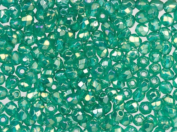 Fire-Polish 2mm : Luster Iris - Atlantis Green (50pcs)