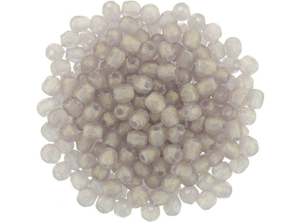 Fire-Polish 2mm : Sueded Gold Med Amethyst (50pcs)