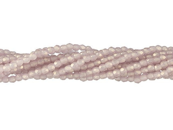 Fire-Polish 2mm : Sueded Gold Med Amethyst (50pcs)