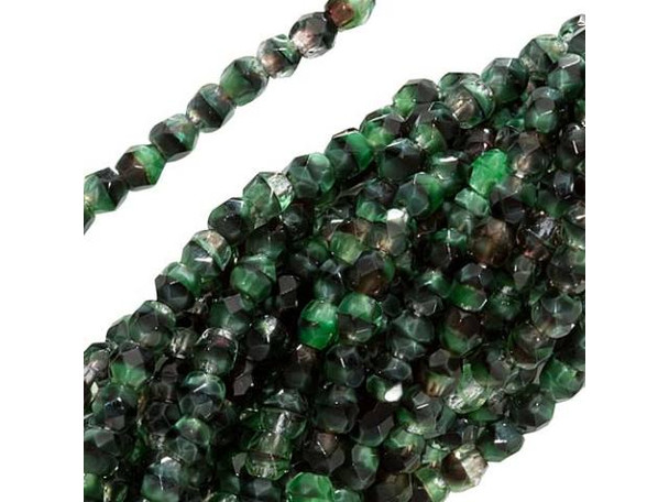 Fire-Polish 3mm : Green w/Black (50pcs)