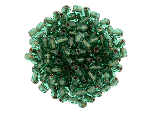 Fire-Polish 3mm : Emerald - Copper-Lined (50pcs)