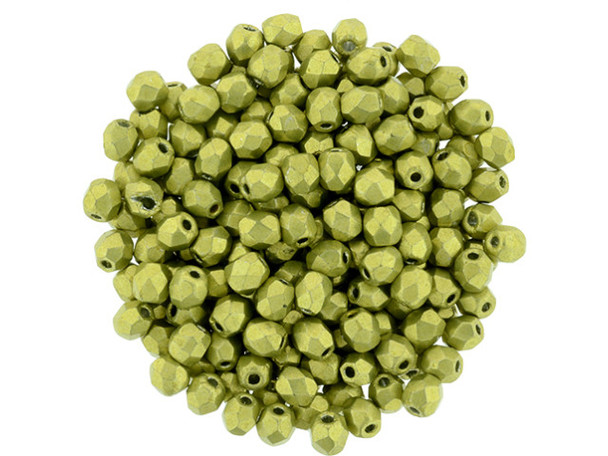 Fire-Polish 3mm : ColorTrends: Saturated Metallic Primrose Yellow (50pcs)