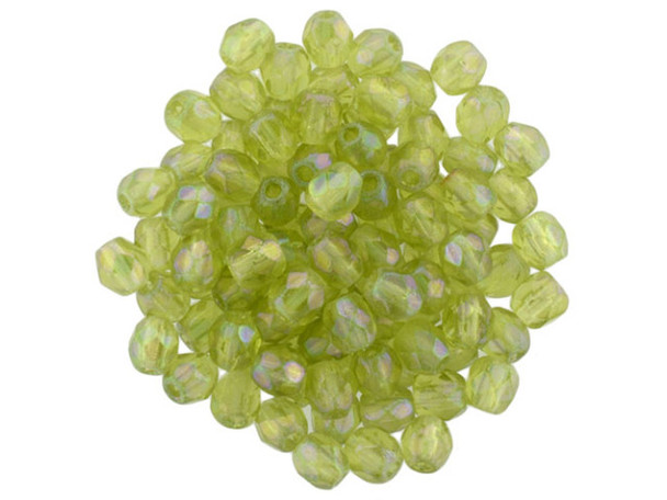 Fire-Polish 3mm : Luster Iris - Olivine (50pcs)