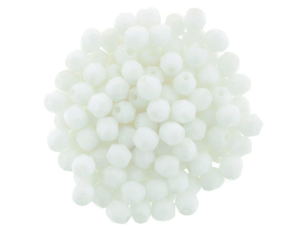 Fire-Polish 4mm : Opaque White (50pcs)