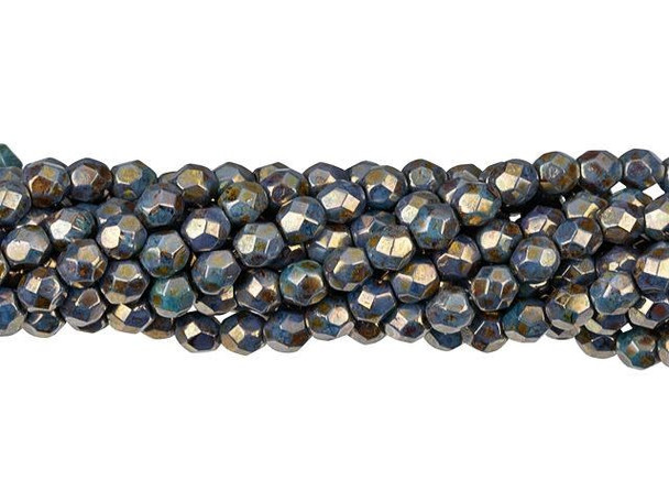 Fire-Polish 4mm : Gulf Turquoise - Bronze Picasso (50pcs)