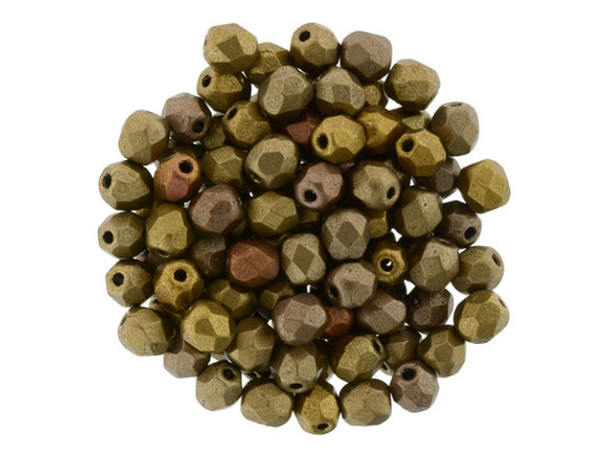 Fire-Polish 4mm : Matte - Metallic Gold Iris (50pcs)