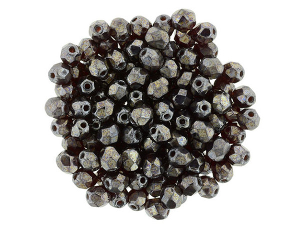 Fire-Polish 4mm : Luster - Garnet (50pcs)