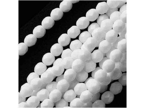 Fire-Polish 6mm : Opaque White (25pcs)