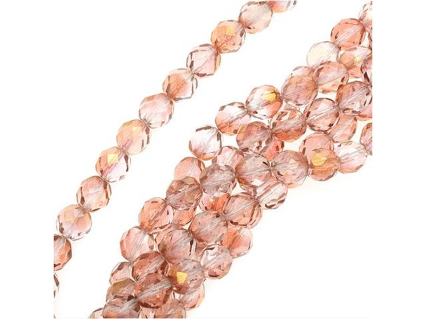 Fire-Polish 6mm : Luster - Transparent Pink (25pcs)