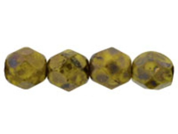 Fire-Polish 6mm : Opaque Yellow - Bronze Picasso (25pcs)