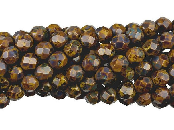 Fire-Polish 6mm : Goldenrod - Picasso (25pcs)