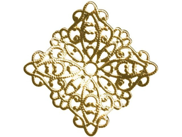 22mm Brass Filigree, Wavy Square