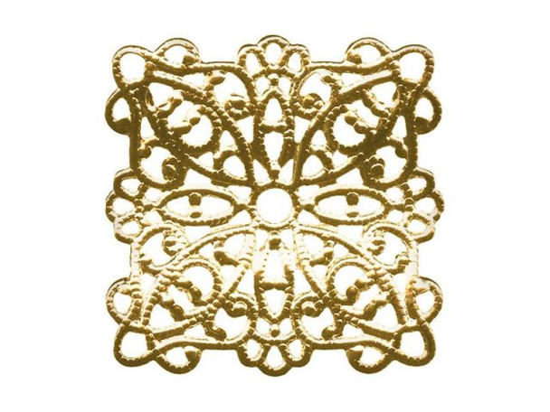 22mm Brass Filigree, Wavy Square