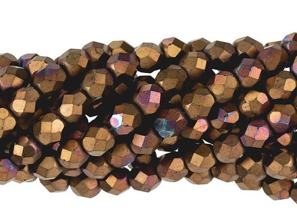 Fire-Polish 6mm : Jet - Matte Bronze Vega (25pcs)