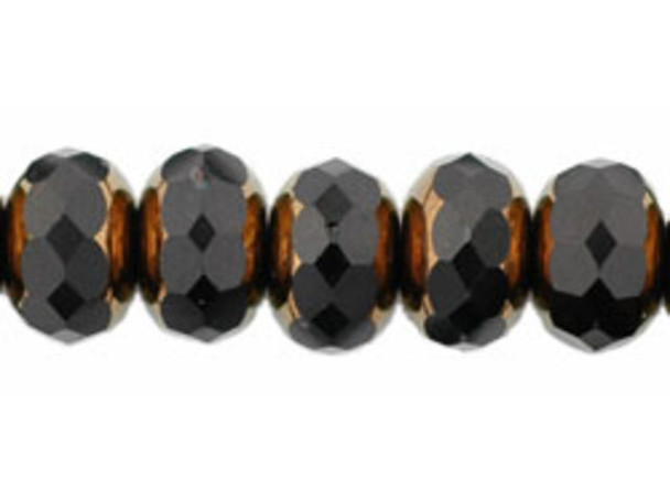 Gem-Cut Fire-Polish Rondelle 11 x 7mmmm : Patina - Jet (25pcs)