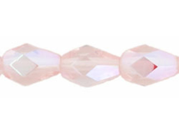 Fire-Polish 7 x 5mm - Teardrop : Rosaline AB (25pcs)