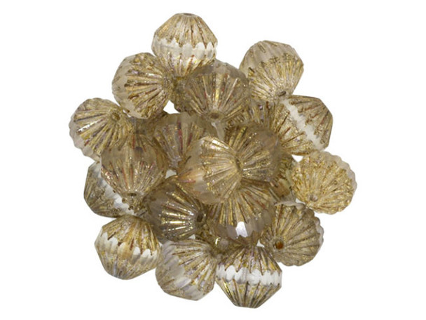Fluted Fire-Polish 9mm : Matte - Transparent Gold/Smoky Topaz (25pcs)