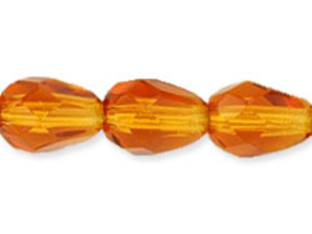 Fire-Polish 7 x 5mm - Teardrop : Dk Topaz (25pcs)