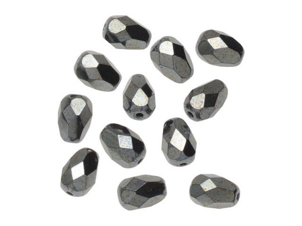 Fire-Polish 7 x 5mm - Teardrop : Hematite (25pcs) Fire-Polish 7 x 5mm - Teardrop : Hematite (25pcs)