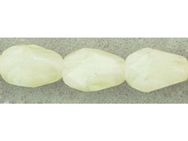Fire-Polish 7 x 5mm - Teardrop : White/Spearmint (25pcs)