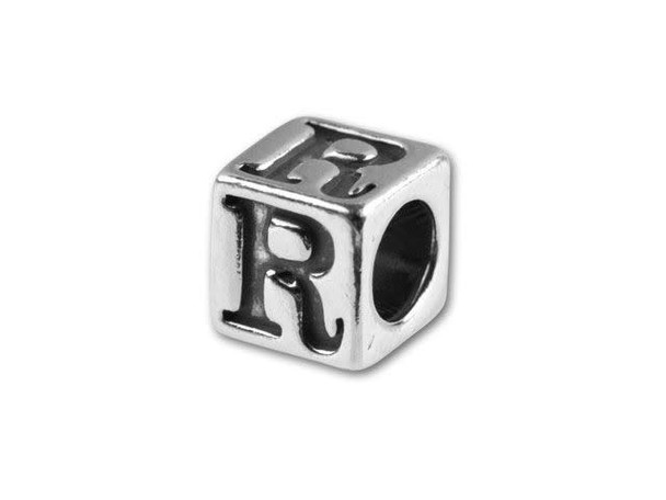 Sterling Silver 4.5mm Alphabet Bead - R Sterling Silver 4.5mm Alphabet Bead - R