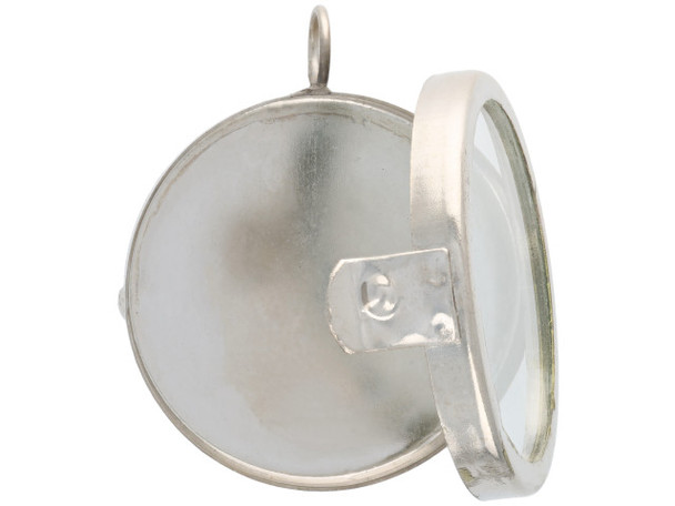 Silver Plated Locket Pendant, Hinged, Round, 1.63x0.41" (Each) Silver Plated Locket Pendant, Hinged, Round, 1.63x0.41" (Each)
