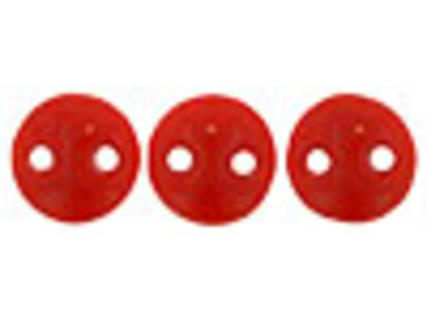 CzechMates Glass 6mm Opaque Red 2-Hole Lentil Beads