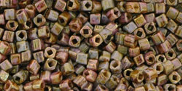 TOHO Cube Beads, 1.5mm – HYBRID Luster Opaque Gold/Smoky Topaz (8g Tube)