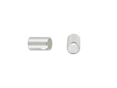 Silver Plated Tube Crimp Bead - 2x3mm (20 Pieces)