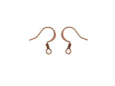 Antique Copper Ear Wire with Coil - 0.025"/0.64mm/22GA Round Wire (20 Pieces)